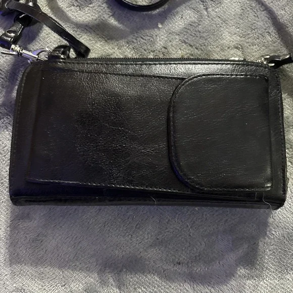 Brighton convertible black leather crossbody wallet - Picture 2 of 6